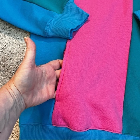 Teddy Fresh Hoodie Color Block Bubblegum Pink Blue Green Ltd Edition Retro MED - Picture 5 of 12